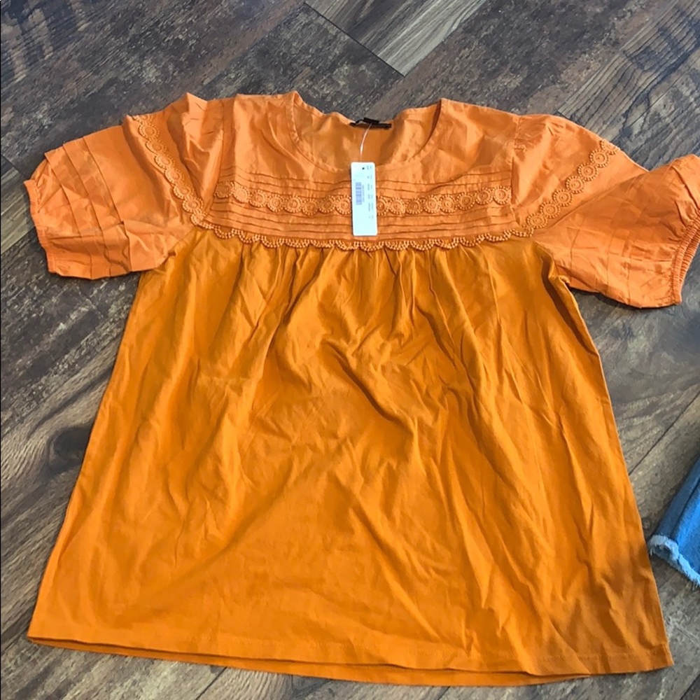 Jcrew orange blouse with embroidery